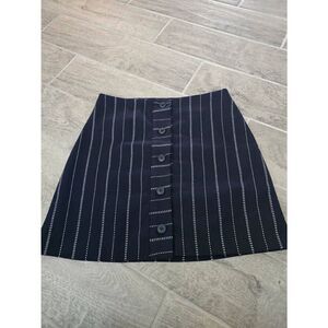 Women's Mango Button Up Skirt Navy Blue‎ and White Size Small